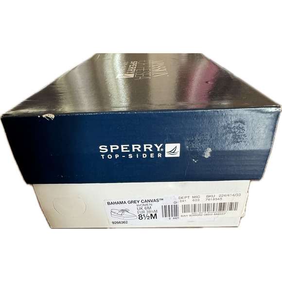 Sperry Authentic Original Bahama Grey Canvas Womens 8.5 Boat Shoes 9266362 NEW - Picture 5 of 7